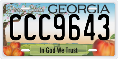 GA license plate CCC9643