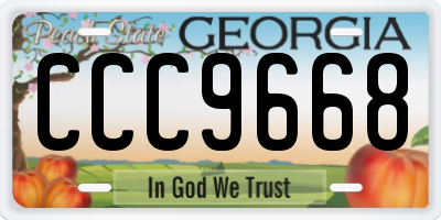 GA license plate CCC9668