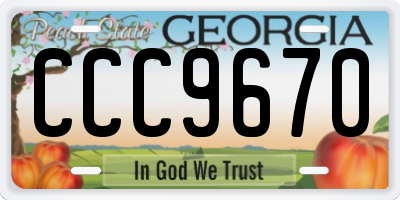 GA license plate CCC9670