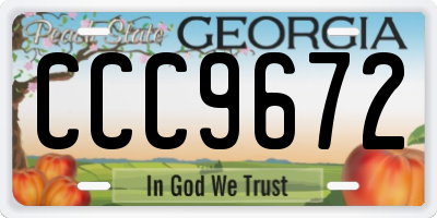 GA license plate CCC9672
