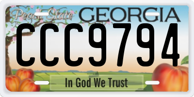 GA license plate CCC9794
