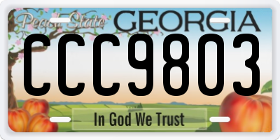GA license plate CCC9803