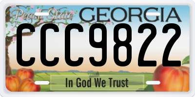 GA license plate CCC9822