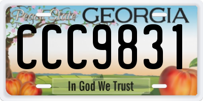 GA license plate CCC9831