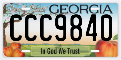 GA license plate CCC9840