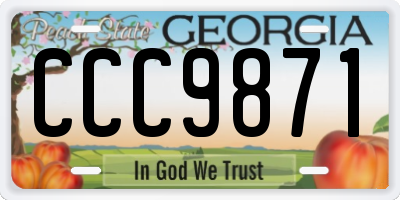 GA license plate CCC9871