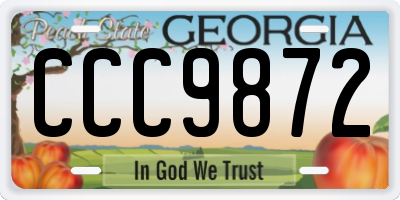 GA license plate CCC9872