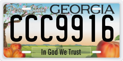 GA license plate CCC9916