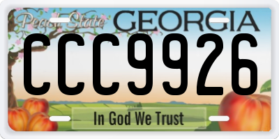 GA license plate CCC9926