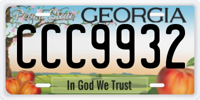 GA license plate CCC9932