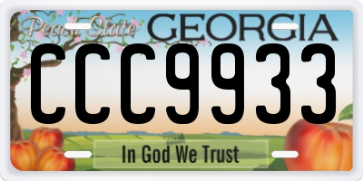 GA license plate CCC9933