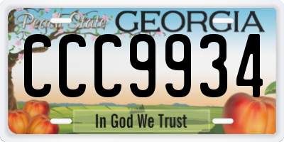 GA license plate CCC9934