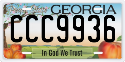 GA license plate CCC9936