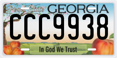 GA license plate CCC9938