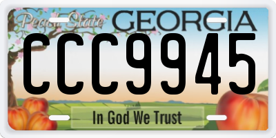 GA license plate CCC9945