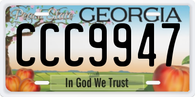 GA license plate CCC9947
