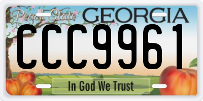 GA license plate CCC9961
