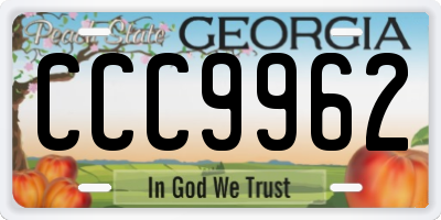 GA license plate CCC9962