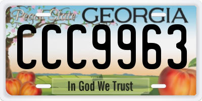 GA license plate CCC9963