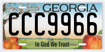 GA license plate CCC9966