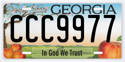 GA license plate CCC9977