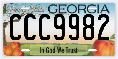 GA license plate CCC9982