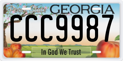 GA license plate CCC9987