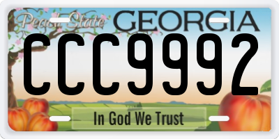 GA license plate CCC9992