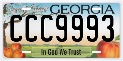GA license plate CCC9993