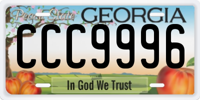 GA license plate CCC9996