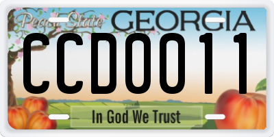 GA license plate CCD0011