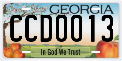 GA license plate CCD0013