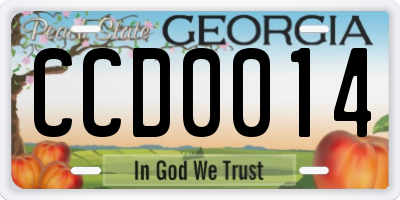 GA license plate CCD0014