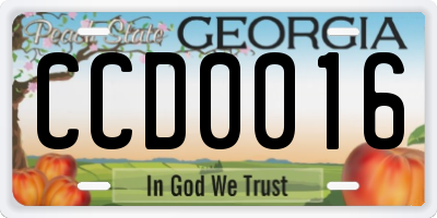 GA license plate CCD0016