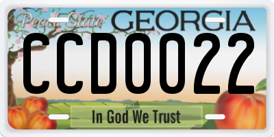 GA license plate CCD0022