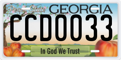 GA license plate CCD0033