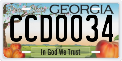 GA license plate CCD0034