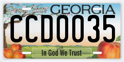 GA license plate CCD0035
