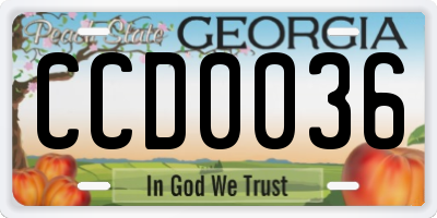 GA license plate CCD0036