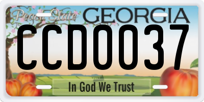 GA license plate CCD0037