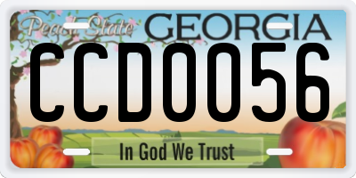 GA license plate CCD0056