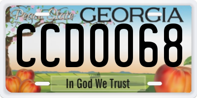 GA license plate CCD0068