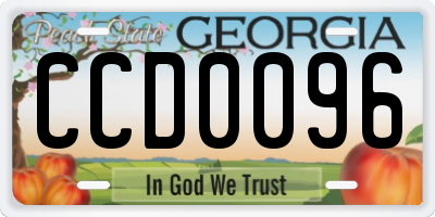 GA license plate CCD0096