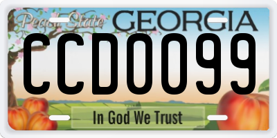 GA license plate CCD0099