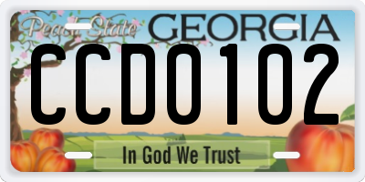 GA license plate CCD0102