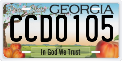 GA license plate CCD0105