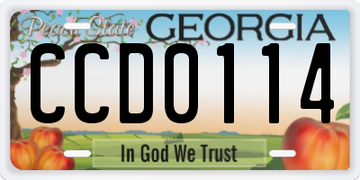 GA license plate CCD0114