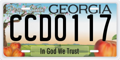 GA license plate CCD0117