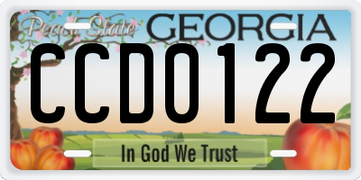 GA license plate CCD0122