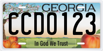 GA license plate CCD0123